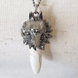 Wolf & Stone Tooth Necklace 24" Chain Hot Topic